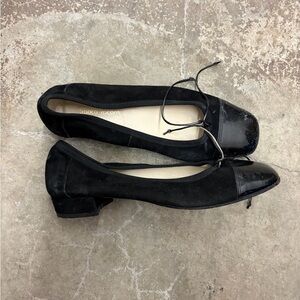 Franco Visconti ballet suede cap toe shoes Black Women's Shoes